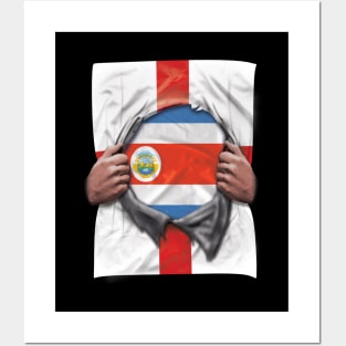 Costa Rica Flag English Flag Ripped - Gift for Costa Rican From Costa Rica Posters and Art